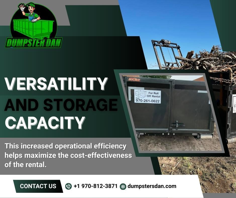 A 17-yard roll-off dumpster is large enough to accommodate a wide variety of waste materials, from household items to construction debris.